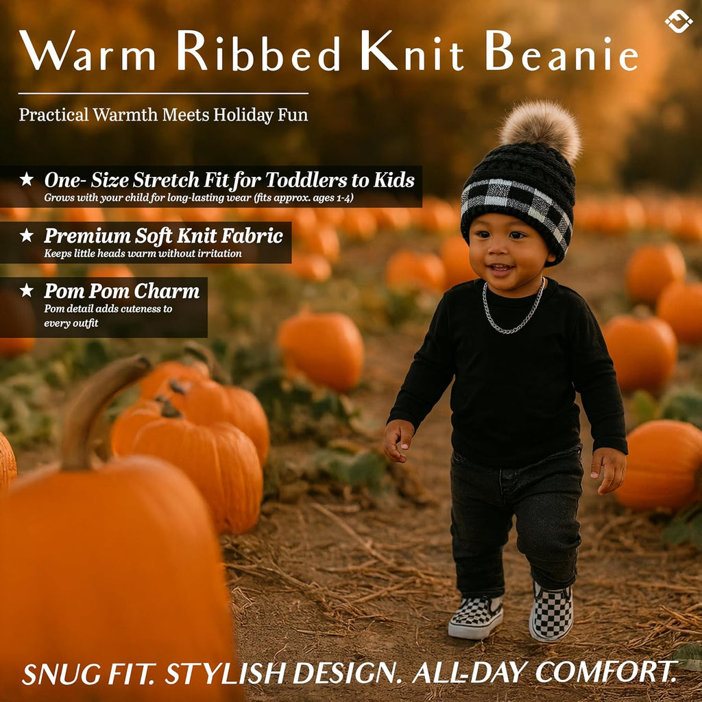 Kids Beanie Baby Toddler Cable Knit Children’S Pom Winter Hat