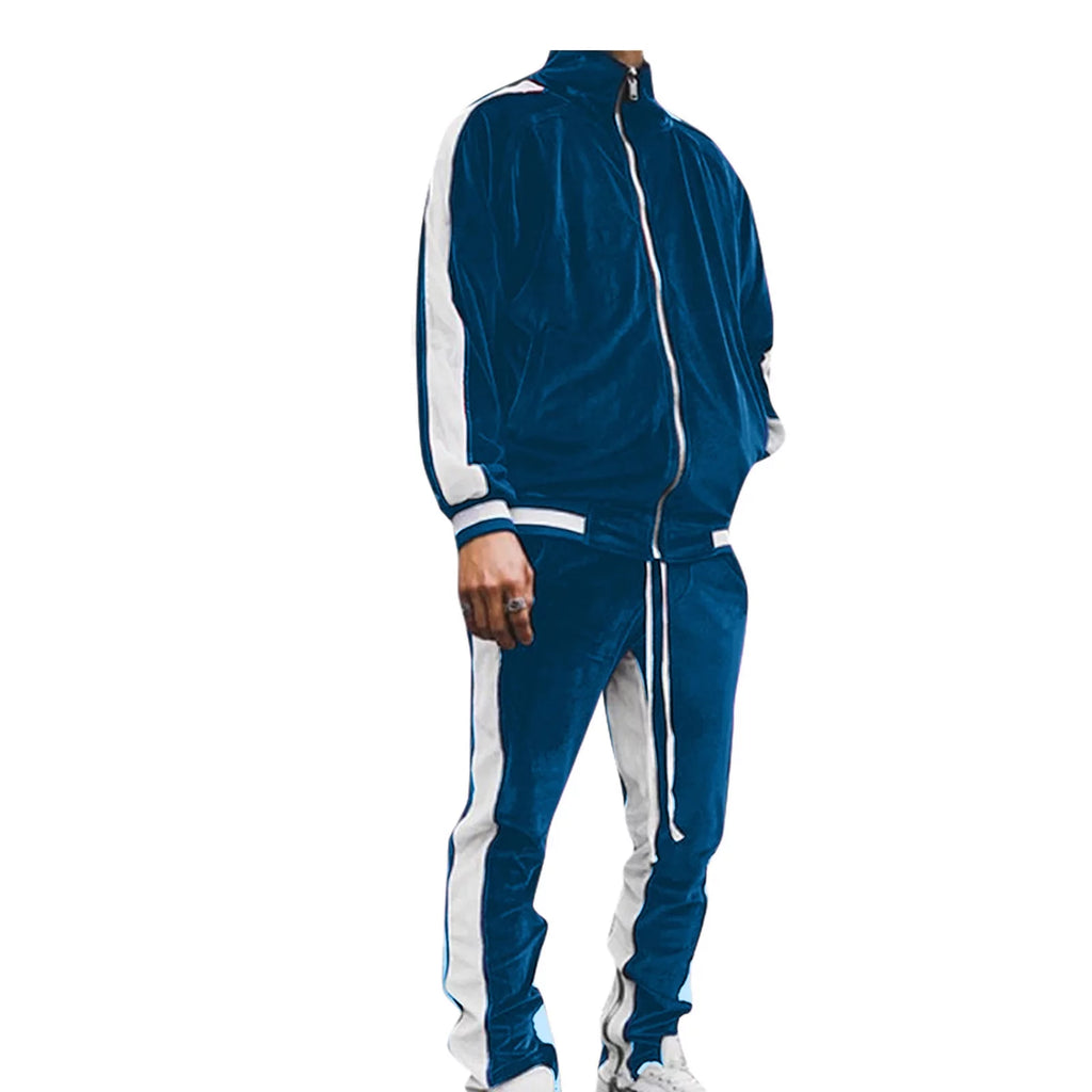 Conjunto Deportivo De Terciopelo Para Hombre, 2023 Conjunto Deportivo De Terciopelo Para Hombre 2 Piezas Invierno Cálido Chaqueta Con Cierre Completo Pantalones De Conjunto Deportivo Ropa Deportiva De Fitness Conjunto De Sudadera Y Jogger