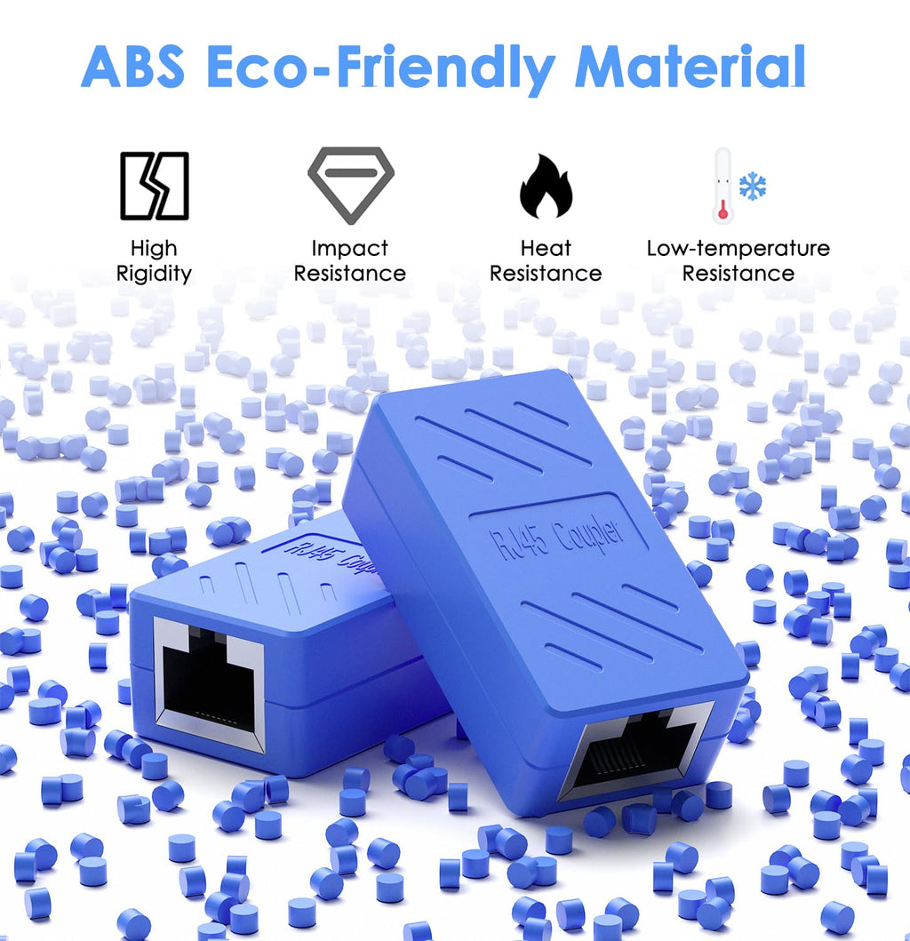 RJ45 Coupler Female to Female Ethernet Coupler for Cat7/Cat6/Cat5/Cat5E Network Cable Extender Adapter RJ45 in Line Coupler(1Pack, Blue)