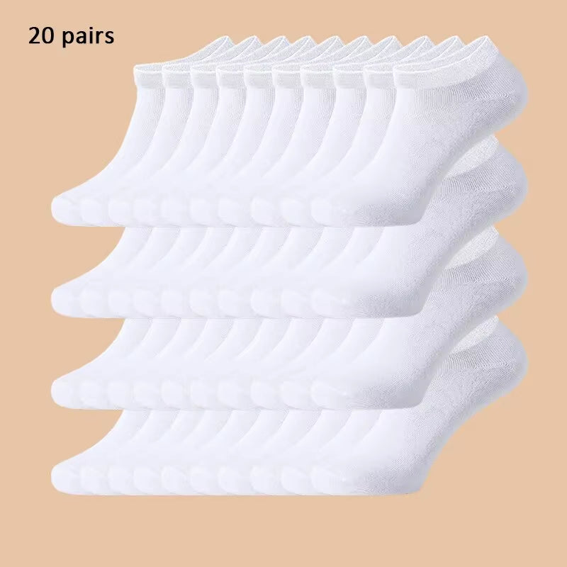 10/20/40 Pairs of Solid Color Socks, Soft and Lightweight Ankle Socks, Casual Boat Socks, Low Cut Ankle Socks